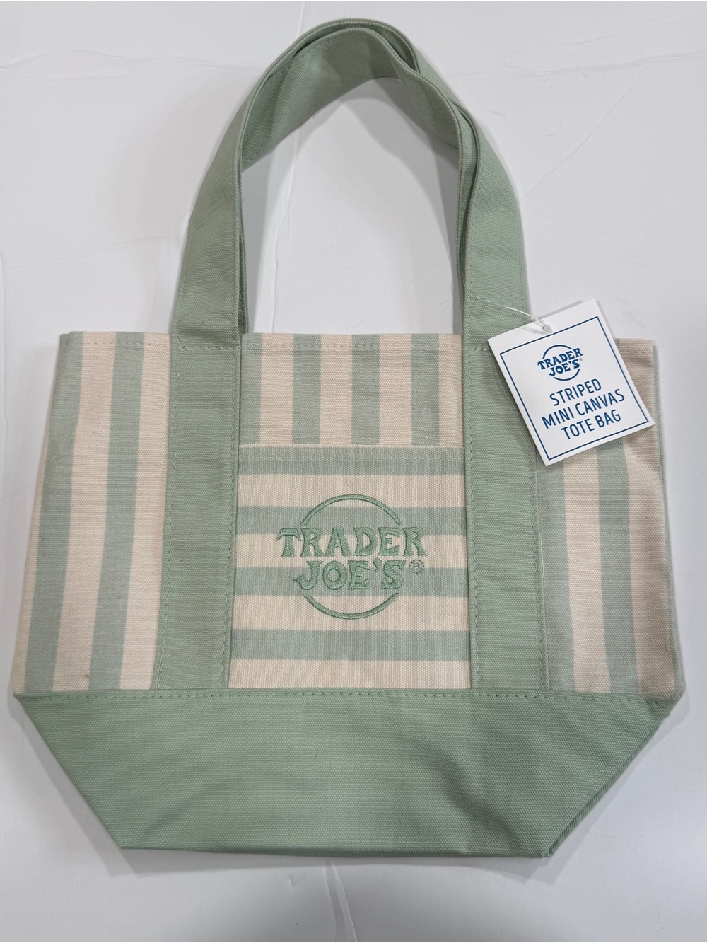 Trader Joe’s Mini Striped Canvas Tote-2026- Summer- Green - Limited Edition